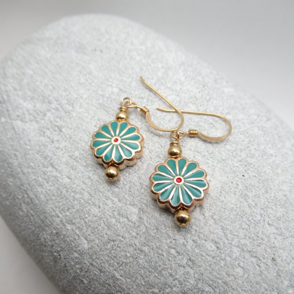 Enamel Daisy Flower Earrings 19$